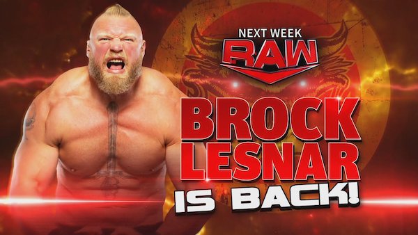 Brock Lesnar set to return to Monday Night Raw
