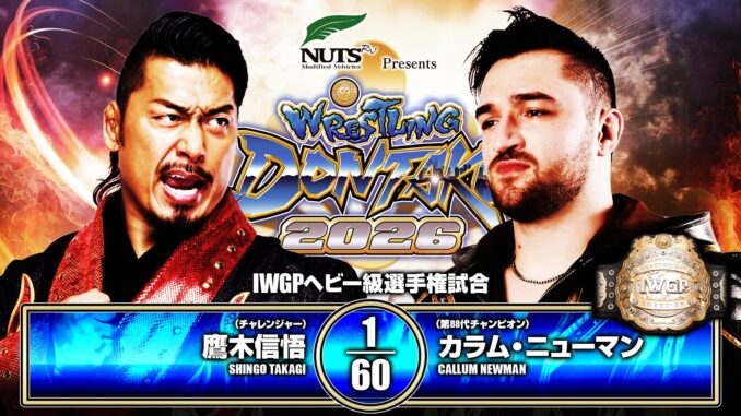 Callum Newman vs Shingo Takagi for the IWGP Heavyweight Championship at Wrestling Dontaku